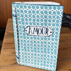 Anthropologie Blue and White Book Vase